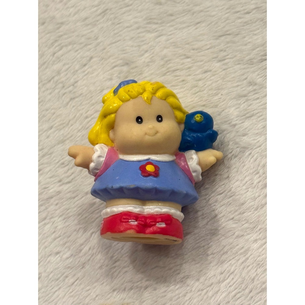 Fisher Price Little People Sarah Girl w/ Blue Bird and Backpack Figure 2001